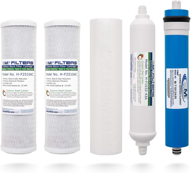 APPLIED MEMBRANES INC. APPLIED MEMBRANES Reverse Osmosis Membrane and Filter Replacement, 50 GPD Membrane with Pre and Post Filter. - Image 1